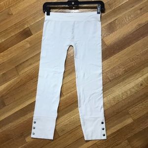 White Capri Leggings with Silver Embellishments
